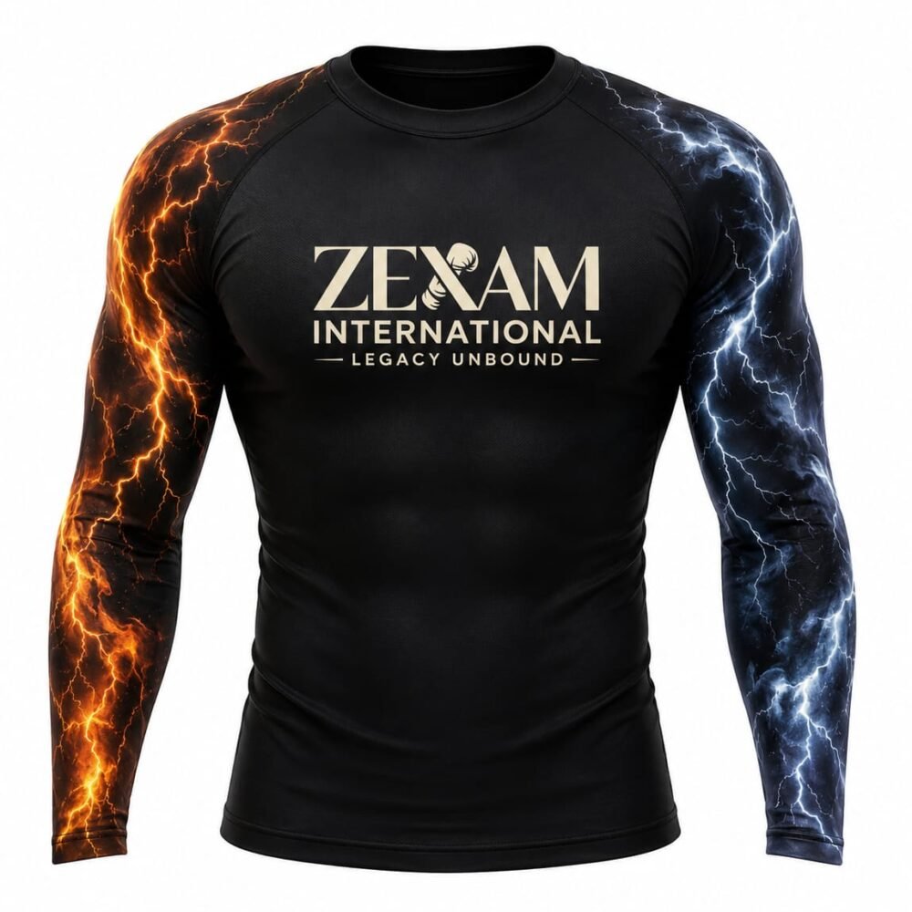Long Sleeve Combat Rash Guard | Fire and Ice Lightning MMA Compression Shirt